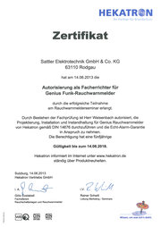 Autorisierung als Facherrichter für Genius Funk-Rauchwarnmlder
