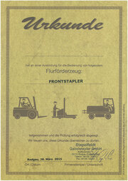 Ausbildung für Bedienung von Frontstaplern