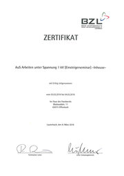 AuS Arbeiten unter Spannung 1 kV -Inhouse-